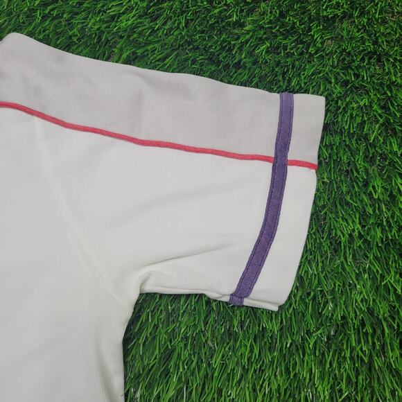 VTG 80s Jantzen Made in USA Polo Shirt Mens Medium Color Block Stripe Knit - Picture 5 of 9